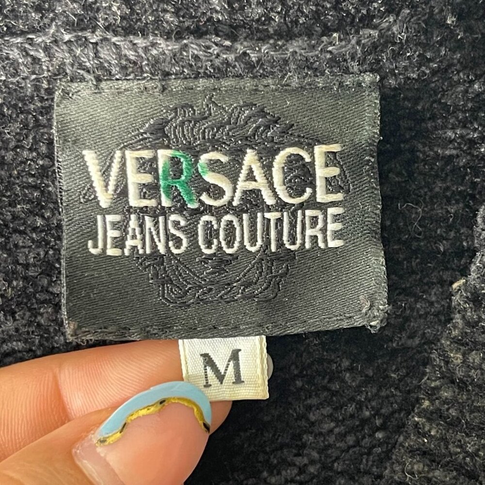 VERSACE Jeans Couture Women's Black Yellow Turtle Neck Sweater Size Medium - Picture 5 of 9